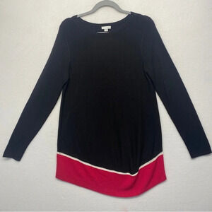 J Jill Tunic Sweater Black Pink S Viscose Wool Blend S Stripe